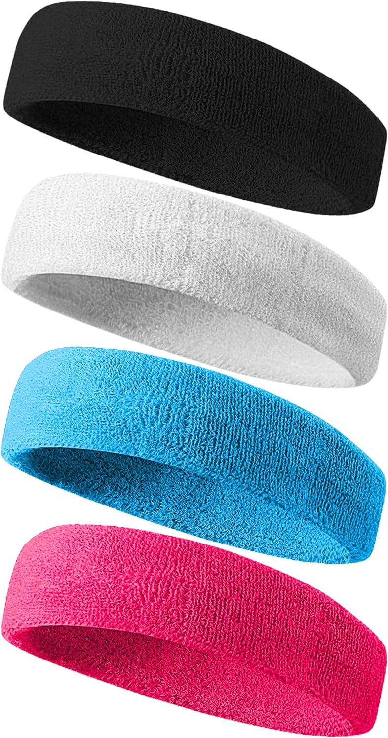Tanluhu Sweatbands Sport Headbands for Men & Women,Terry Cloth Sweat Band for Tennis, Running, Basketball, Working Out, Execise - Athletic Sweat Cotton Headband Outdoor - Image 1